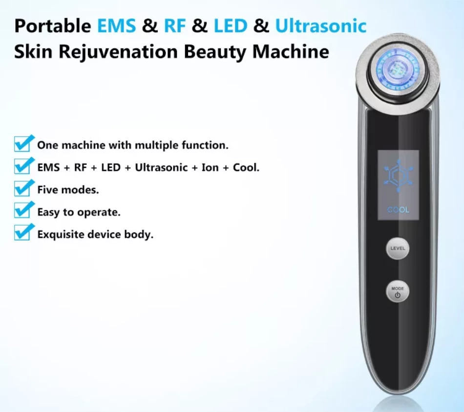 Ibeier Portable Home Use Wrinkle Removal Rf Device With Ems Led Ultrasonic