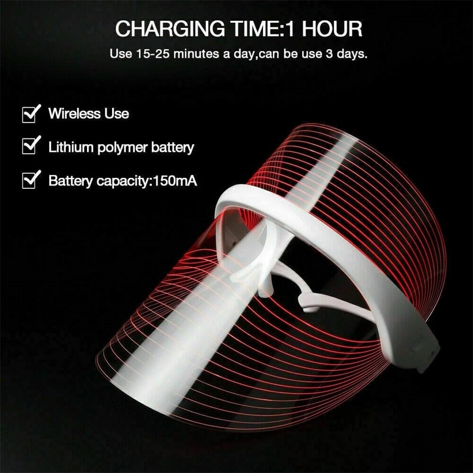 Transparent 7-Color LED Facial Beauty Mask
