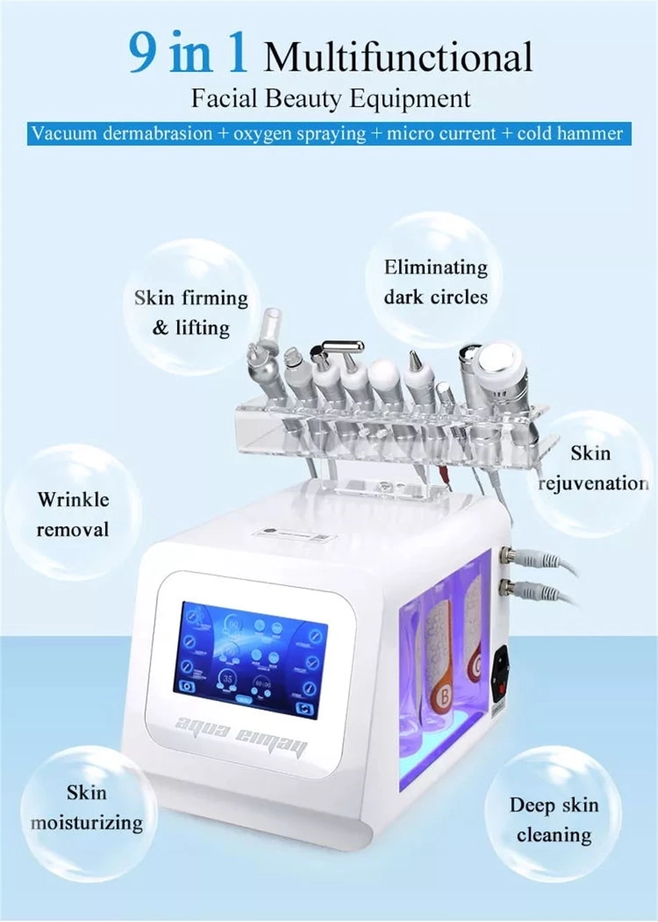 Ibeier 9 in 1 Multifunctional Microdermabrasion Hydrogen Oxygen Facial Beauty Machine