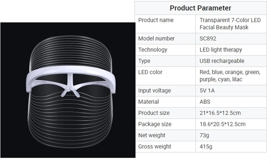 Led Light Therapy Face Mask Photon Instrument